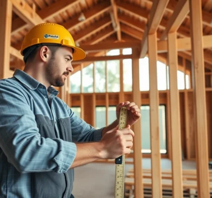 High-quality framing work on a construction site showcasing precise wooden structures for a residential building, highlighting expert craftsmanship and attention to detail.