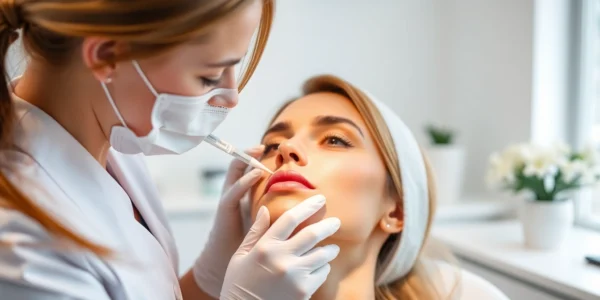 Professional Fettwegspritze Zürich treatment in a modern clinic focusing on facial fat reduction with precise injections for natural results.