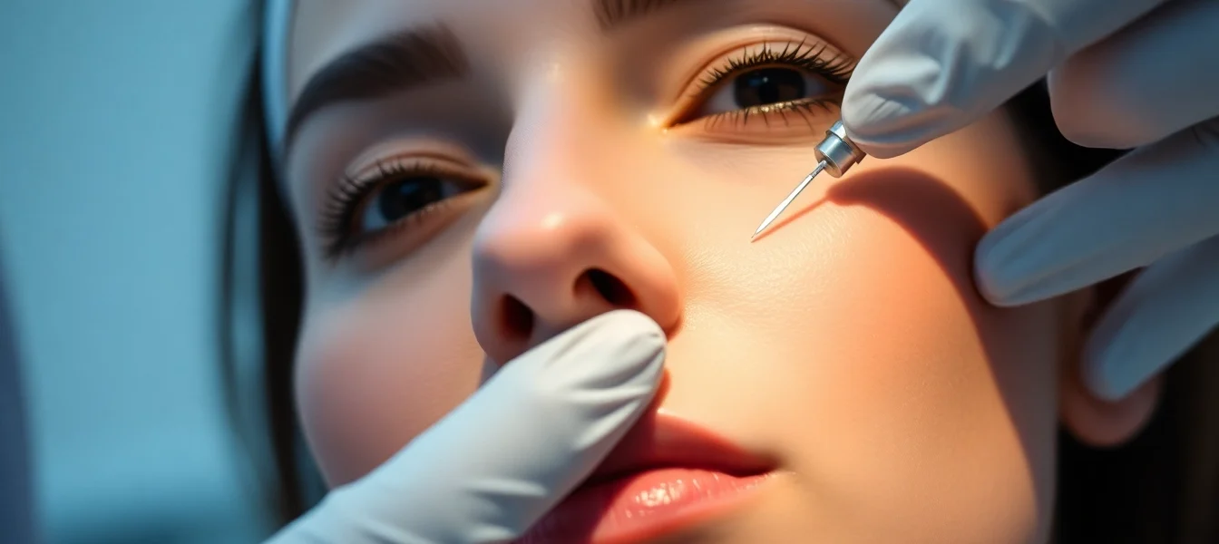 Botox Zürich treatment by experienced doctor in Zurich clinic demonstrating a precise facial injection for wrinkle reduction, ensuring natural results.
