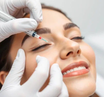 Botox Behandlung mit professioneller Injektion in moderner Klinik für ein gepflegtes, junges Aussehen.