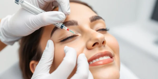 Botox Behandlung mit professioneller Injektion in moderner Klinik für ein gepflegtes, junges Aussehen.