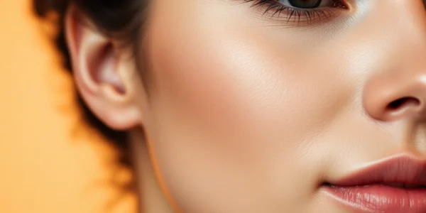 Professional image of facial skin before and after Fadenlifting Zürich treatment, showing natural skin tightness and rejuvenation.