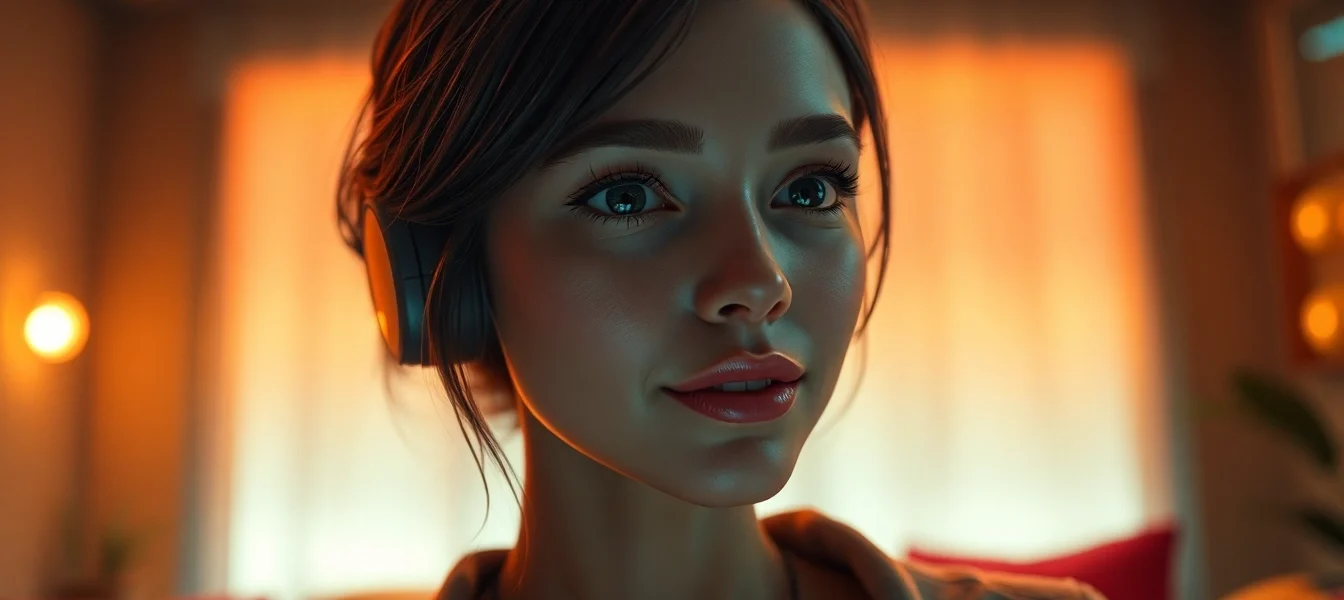 AI girlfriend engaging in a realistic, unfiltered NSFW chat on a sleek digital device, emphasizing emotional connection and vivid detail.