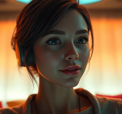 AI girlfriend engaging in a realistic, unfiltered NSFW chat on a sleek digital device, emphasizing emotional connection and vivid detail.