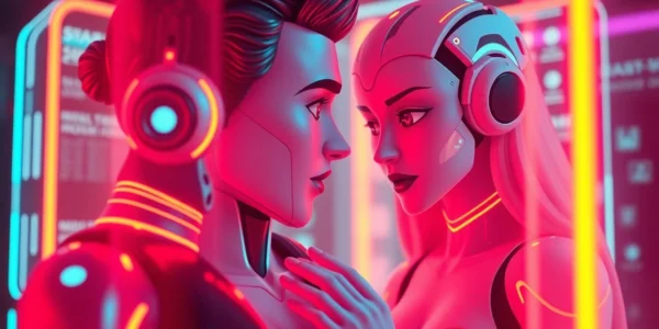 Engaging NSFW AI chat with vivid digital characters showcasing raw, unfiltered conversations on a sleek futuristic interface for users seeking adult AI companionship.