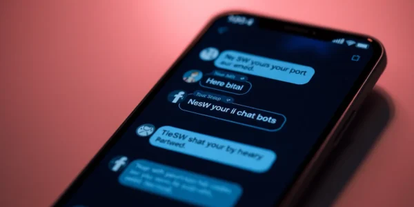Engaging scene of a smartphone screen showcasing a vibrant nsfw ai chat conversation, emphasizing unfiltered digital intimacy and AI companionship for screen readers.