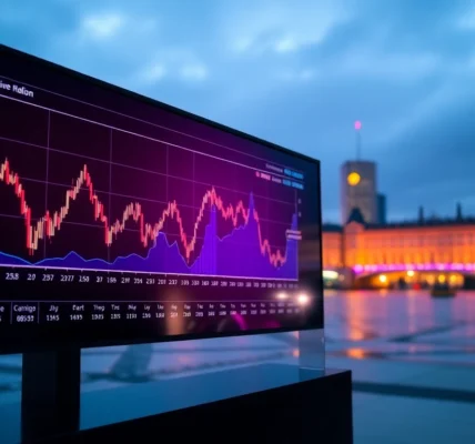Cryptocurrency Trading News London features dynamic charts and London skyline for financial insights
