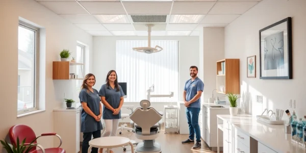 Ventura Bright Dental team providing friendly dental care in a warm, modern clinic environment